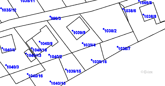 Parcela st. 1039/4 v KÚ Růžodol I, Katastrální mapa