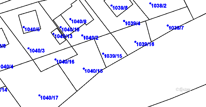 Parcela st. 1039/15 v KÚ Růžodol I, Katastrální mapa