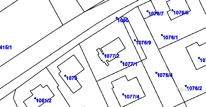 Parcela st. 1077/2 v KÚ Růžodol I, Katastrální mapa