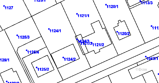 Parcela st. 1121/3 v KÚ Růžodol I, Katastrální mapa