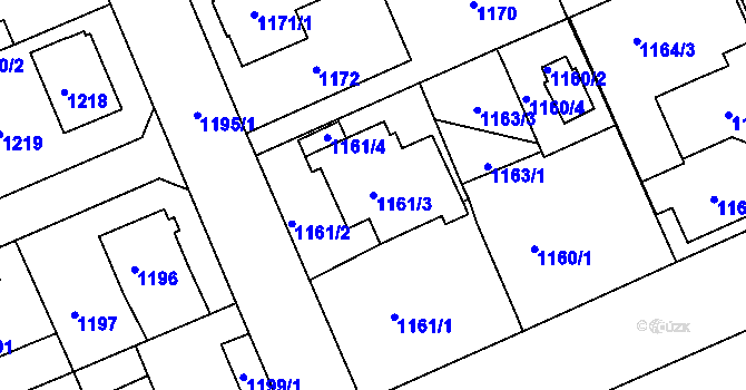 Parcela st. 1161/3 v KÚ Růžodol I, Katastrální mapa