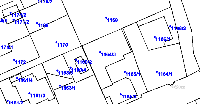 Parcela st. 1164/3 v KÚ Růžodol I, Katastrální mapa
