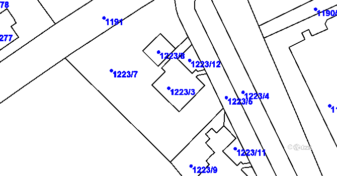 Parcela st. 1223/3 v KÚ Růžodol I, Katastrální mapa