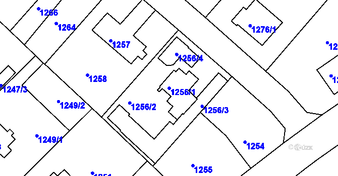 Parcela st. 1256/1 v KÚ Růžodol I, Katastrální mapa