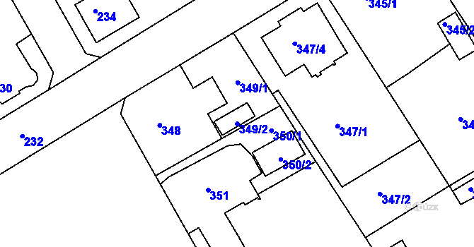 Parcela st. 349/2 v KÚ Růžodol I, Katastrální mapa
