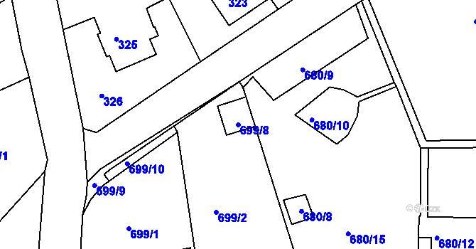 Parcela st. 699/8 v KÚ Růžodol I, Katastrální mapa