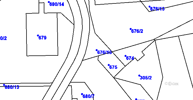 Parcela st. 676/15 v KÚ Růžodol I, Katastrální mapa