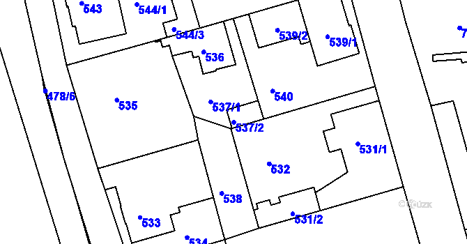 Parcela st. 537/2 v KÚ Růžodol I, Katastrální mapa