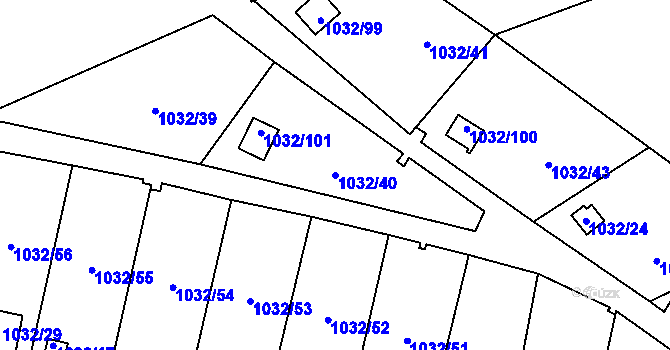 Parcela st. 1032/40 v KÚ Růžodol I, Katastrální mapa