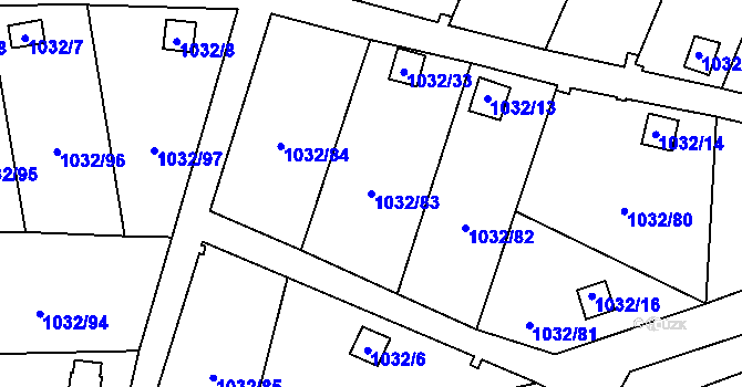 Parcela st. 1032/83 v KÚ Růžodol I, Katastrální mapa
