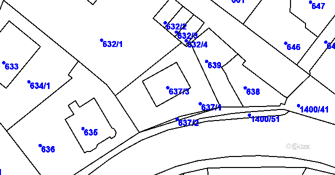 Parcela st. 637/3 v KÚ Růžodol I, Katastrální mapa