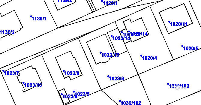 Parcela st. 1023/13 v KÚ Růžodol I, Katastrální mapa