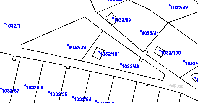 Parcela st. 1032/101 v KÚ Růžodol I, Katastrální mapa