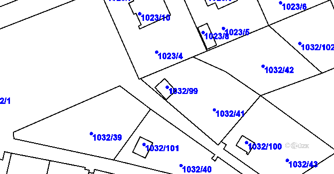 Parcela st. 1032/99 v KÚ Růžodol I, Katastrální mapa