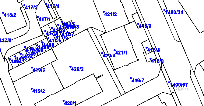 Parcela st. 420/4 v KÚ Růžodol I, Katastrální mapa