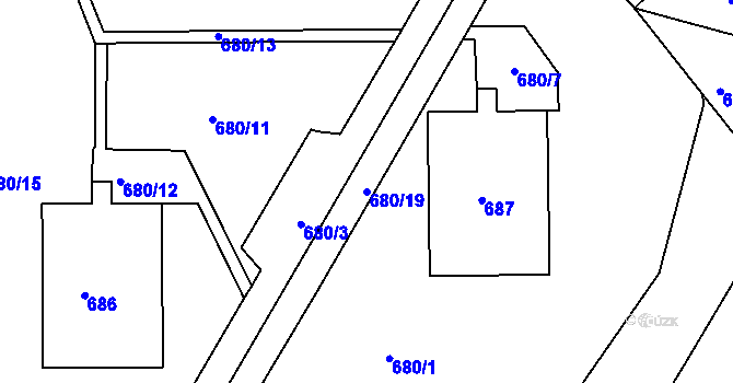 Parcela st. 680/19 v KÚ Růžodol I, Katastrální mapa