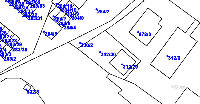 Parcela st. 312/30 v KÚ Růžodol I, Katastrální mapa