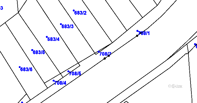 Parcela st. 708/7 v KÚ Růžodol I, Katastrální mapa