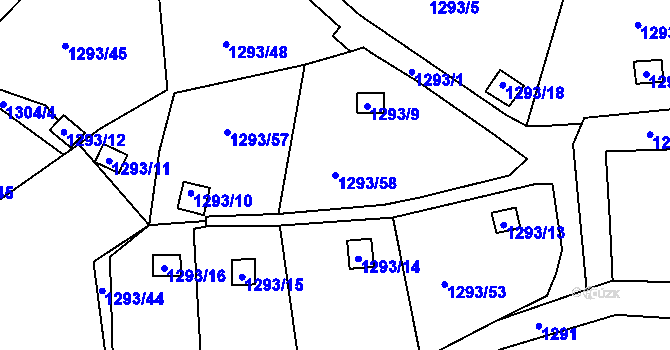 Parcela st. 1293/58 v KÚ Růžodol I, Katastrální mapa