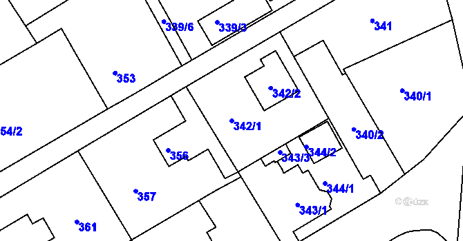 Parcela st. 342/1 v KÚ Růžodol I, Katastrální mapa