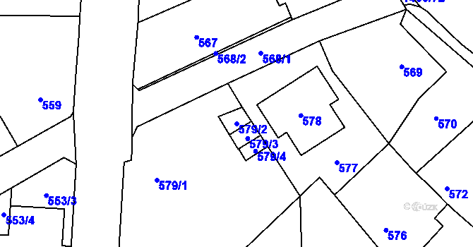 Parcela st. 579/2 v KÚ Růžodol I, Katastrální mapa