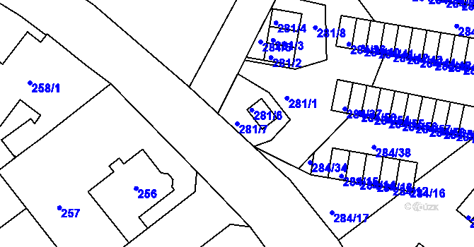 Parcela st. 281/7 v KÚ Růžodol I, Katastrální mapa