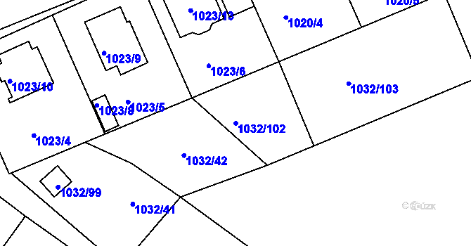 Parcela st. 1032/102 v KÚ Růžodol I, Katastrální mapa