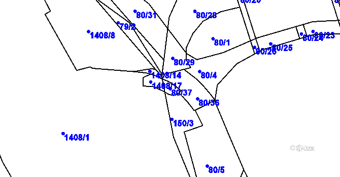 Parcela st. 80/37 v KÚ Růžodol I, Katastrální mapa