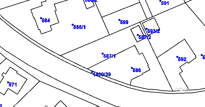 Parcela st. 587/1 v KÚ Růžodol I, Katastrální mapa