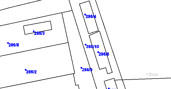 Parcela st. 286/10 v KÚ Růžodol I, Katastrální mapa