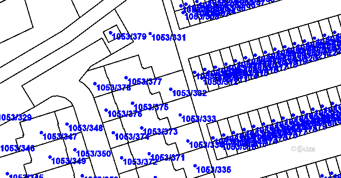 Parcela st. 1053/332 v KÚ Růžodol I, Katastrální mapa