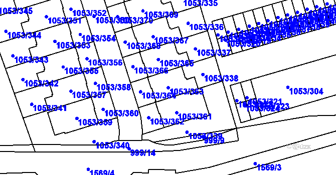 Parcela st. 1053/363 v KÚ Růžodol I, Katastrální mapa
