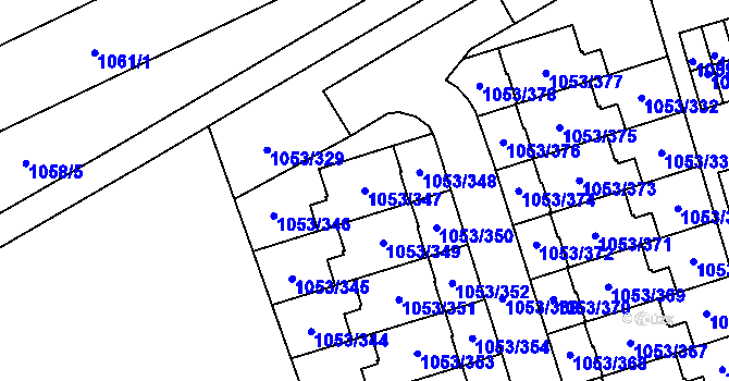 Parcela st. 1053/347 v KÚ Růžodol I, Katastrální mapa