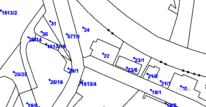 Parcela st. 22 v KÚ Františkov u Liberce, Katastrální mapa