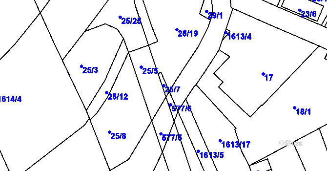 Parcela st. 25/7 v KÚ Františkov u Liberce, Katastrální mapa