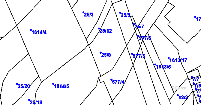 Parcela st. 25/8 v KÚ Františkov u Liberce, Katastrální mapa