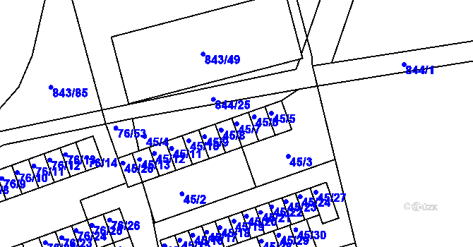 Parcela st. 45/7 v KÚ Františkov u Liberce, Katastrální mapa