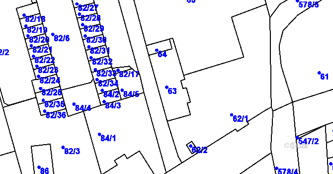Parcela st. 63 v KÚ Františkov u Liberce, Katastrální mapa