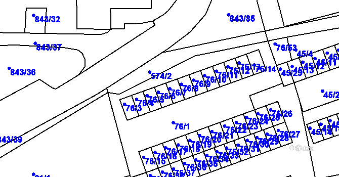 Parcela st. 76/7 v KÚ Františkov u Liberce, Katastrální mapa