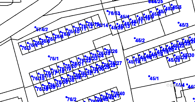 Parcela st. 76/25 v KÚ Františkov u Liberce, Katastrální mapa