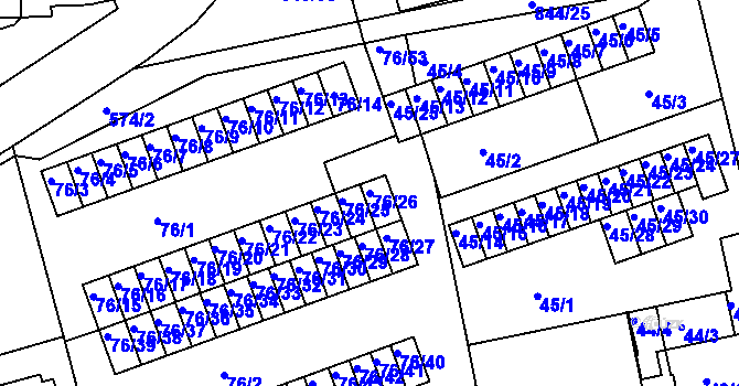Parcela st. 76/26 v KÚ Františkov u Liberce, Katastrální mapa
