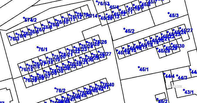 Parcela st. 76/27 v KÚ Františkov u Liberce, Katastrální mapa