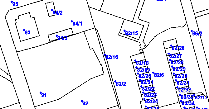 Parcela st. 82/16 v KÚ Františkov u Liberce, Katastrální mapa