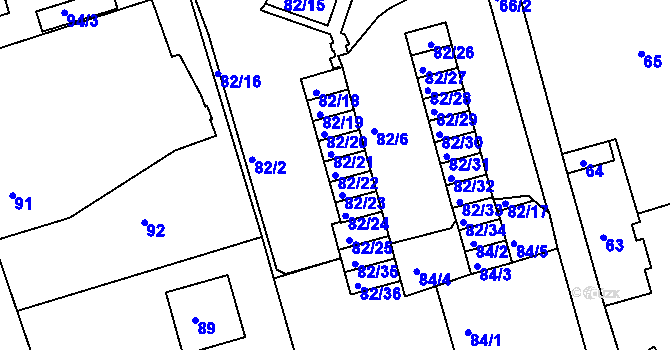 Parcela st. 82/22 v KÚ Františkov u Liberce, Katastrální mapa