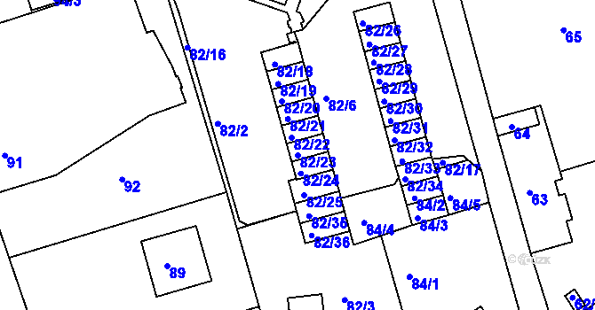 Parcela st. 82/23 v KÚ Františkov u Liberce, Katastrální mapa