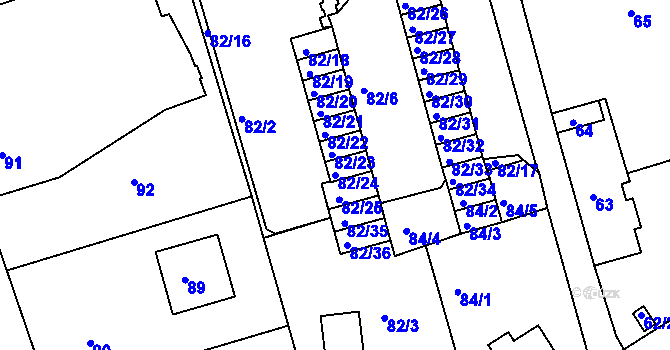 Parcela st. 82/24 v KÚ Františkov u Liberce, Katastrální mapa