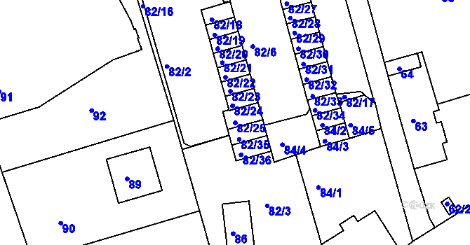 Parcela st. 82/25 v KÚ Františkov u Liberce, Katastrální mapa