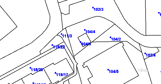 Parcela st. 104/6 v KÚ Františkov u Liberce, Katastrální mapa