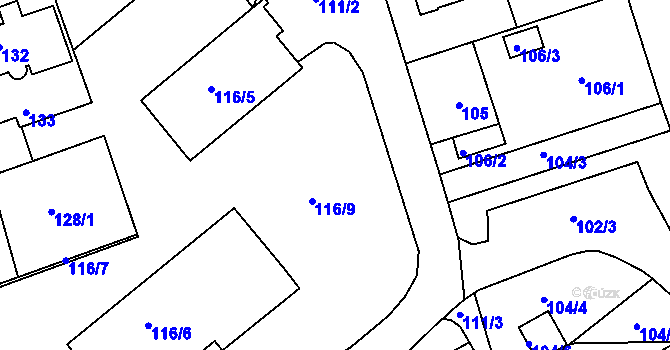 Parcela st. 116/9 v KÚ Františkov u Liberce, Katastrální mapa
