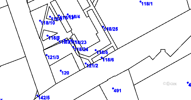 Parcela st. 118/5 v KÚ Františkov u Liberce, Katastrální mapa